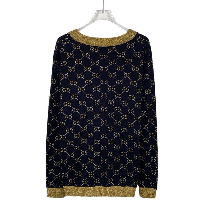 Gucci Gucci Black and gold color matching V-neck cotton knitted c Size US M / EU 48-50 / 2 - 2 Thumbnail