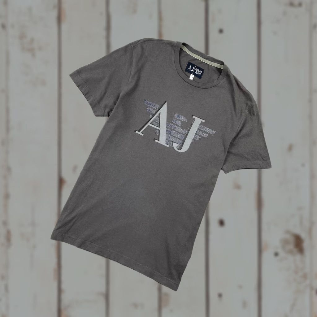 Vintage Armani Jeans T Shirt Big Logo Men M Gray Size US M / EU 48-50 / 2 - 1 Thumbnail
