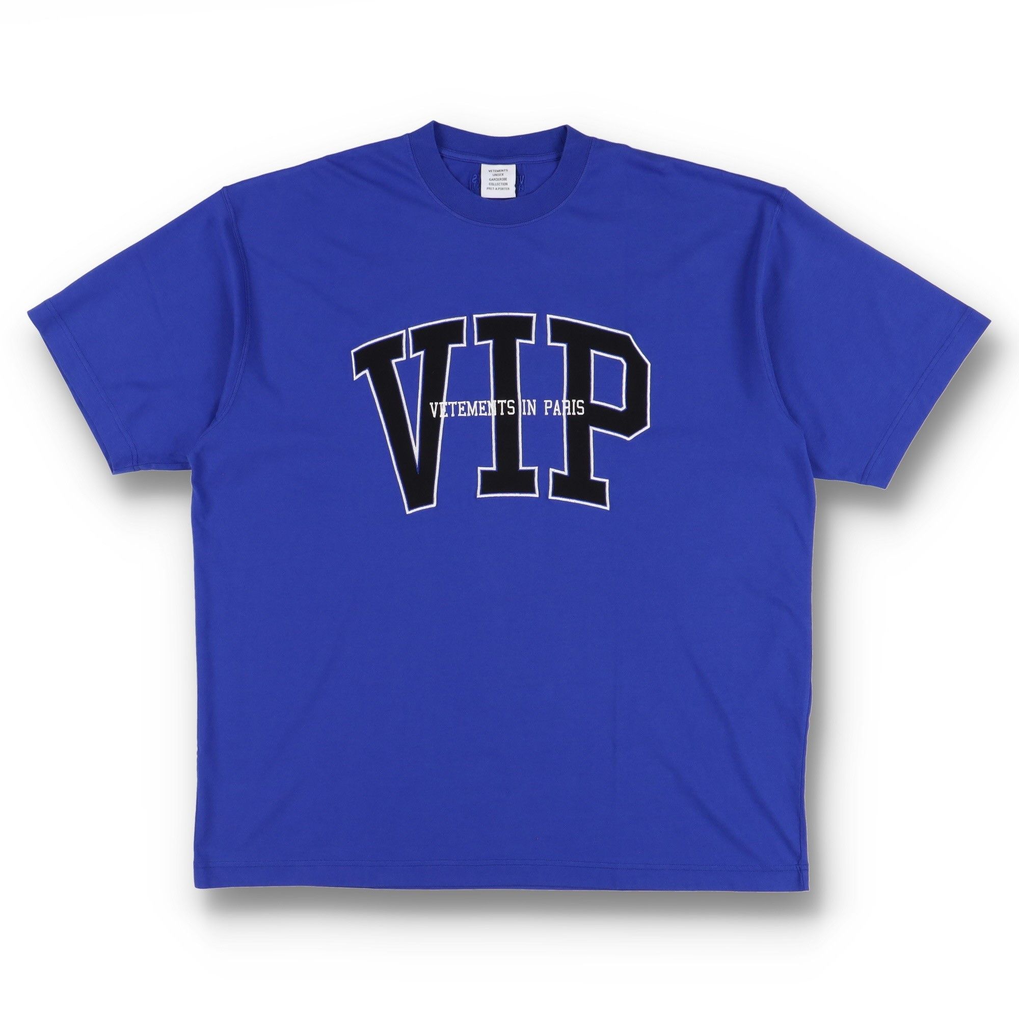 Vetements Blue Embroidered VIP Logo Oversized T-Shirt Size L / US 10 / IT 46 - 2 Thumbnail