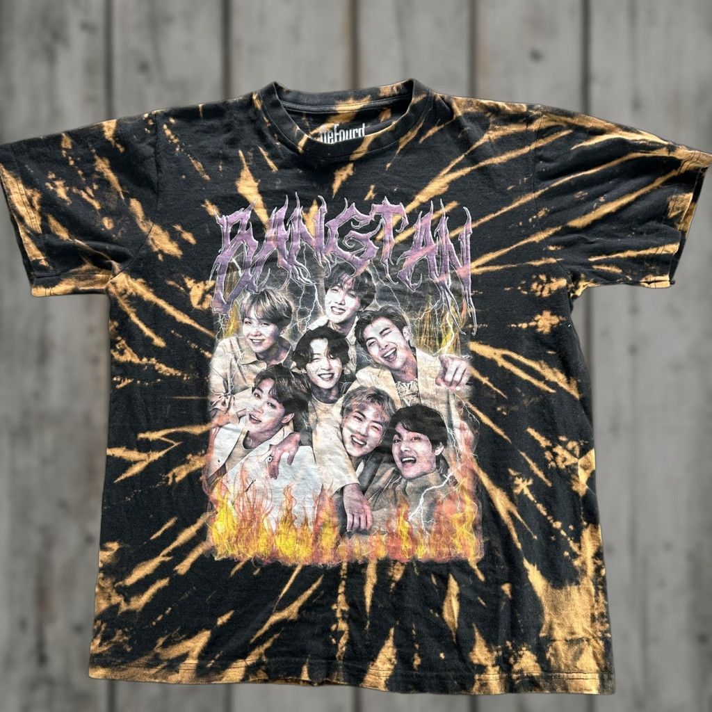 Vintage VINTAGE Bangtan Shirt Mens Large Black Bleach Tie Dye BTS Graphic Band DeFourd Size US L / EU 52-54 / 3 - 1 Thumbnail