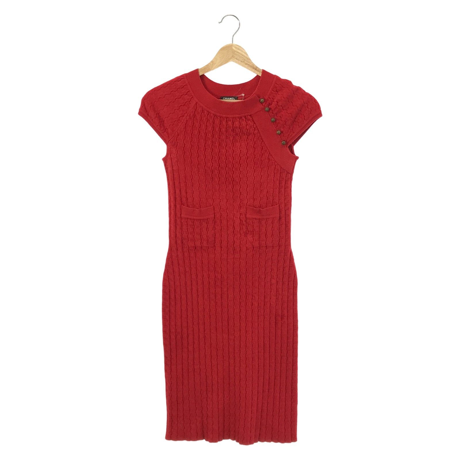 Chanel Chanel Short Sleeve Dress One Piece Rayon Red Size ONE SIZE - 1 Thumbnail