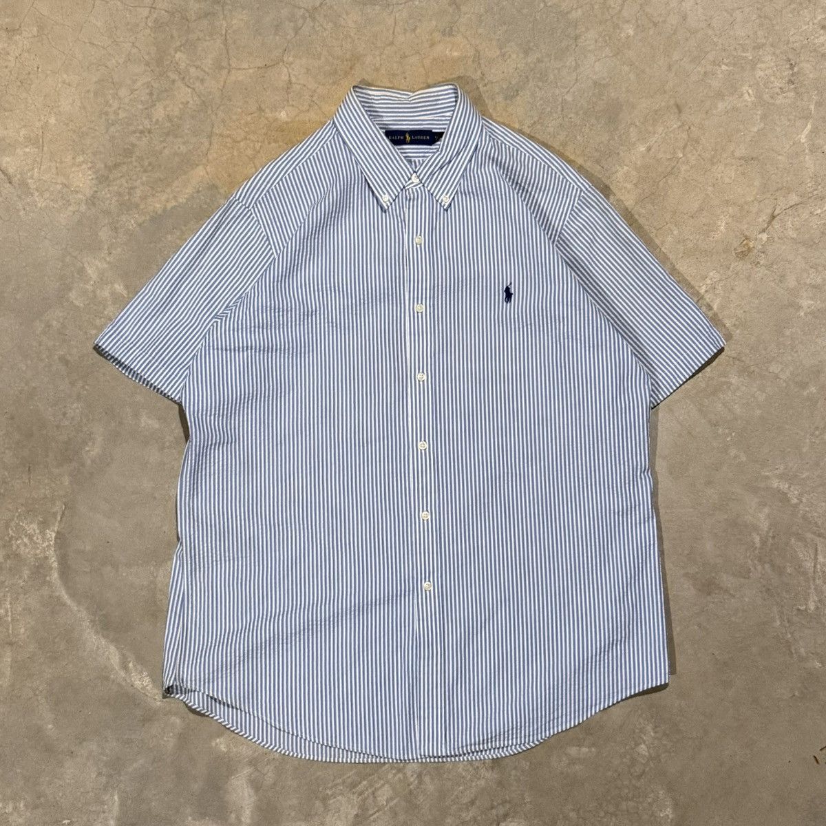 Polo Ralph Lauren Vintage Polo Ralph Lauren Pony Seersucker Button Up Shirt Size US XL / EU 56 / 4 - 1 Thumbnail