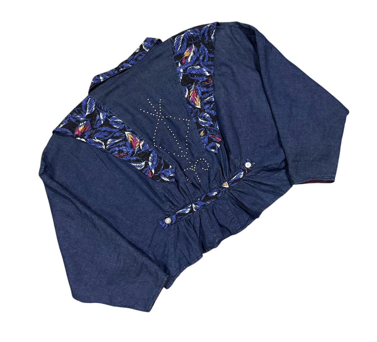 Vitaly Design Vtg🔥V15 Studded Layered Soie Denim Narrow Cut Crop Jacket Size L / US 10 / IT 46 - 14 Thumbnail