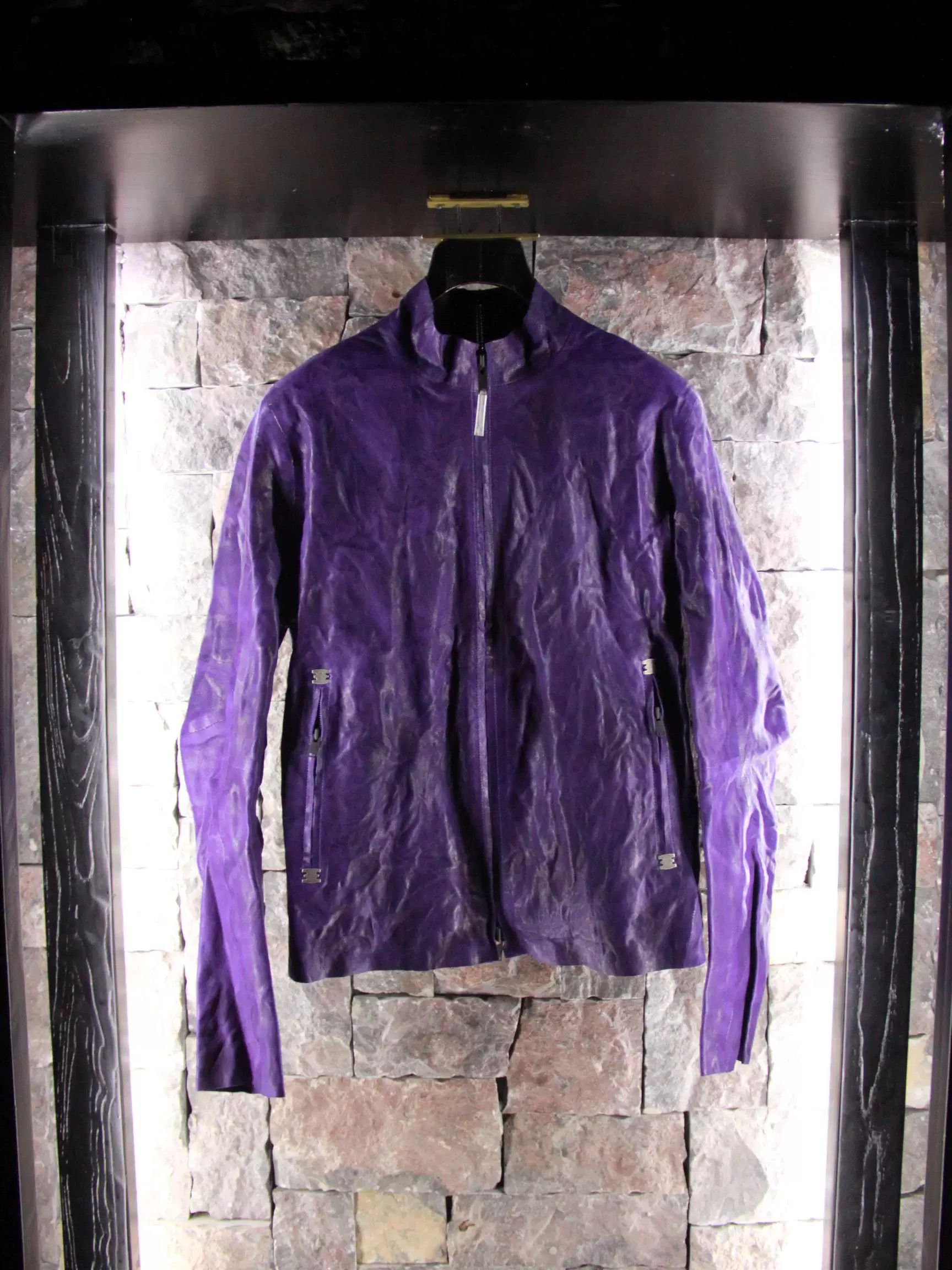 Isaac Sellam Experience Isaac Sellam Experience Purple Leather Jacket Men m Size US M / EU 48-50 / 2 - 1 Thumbnail