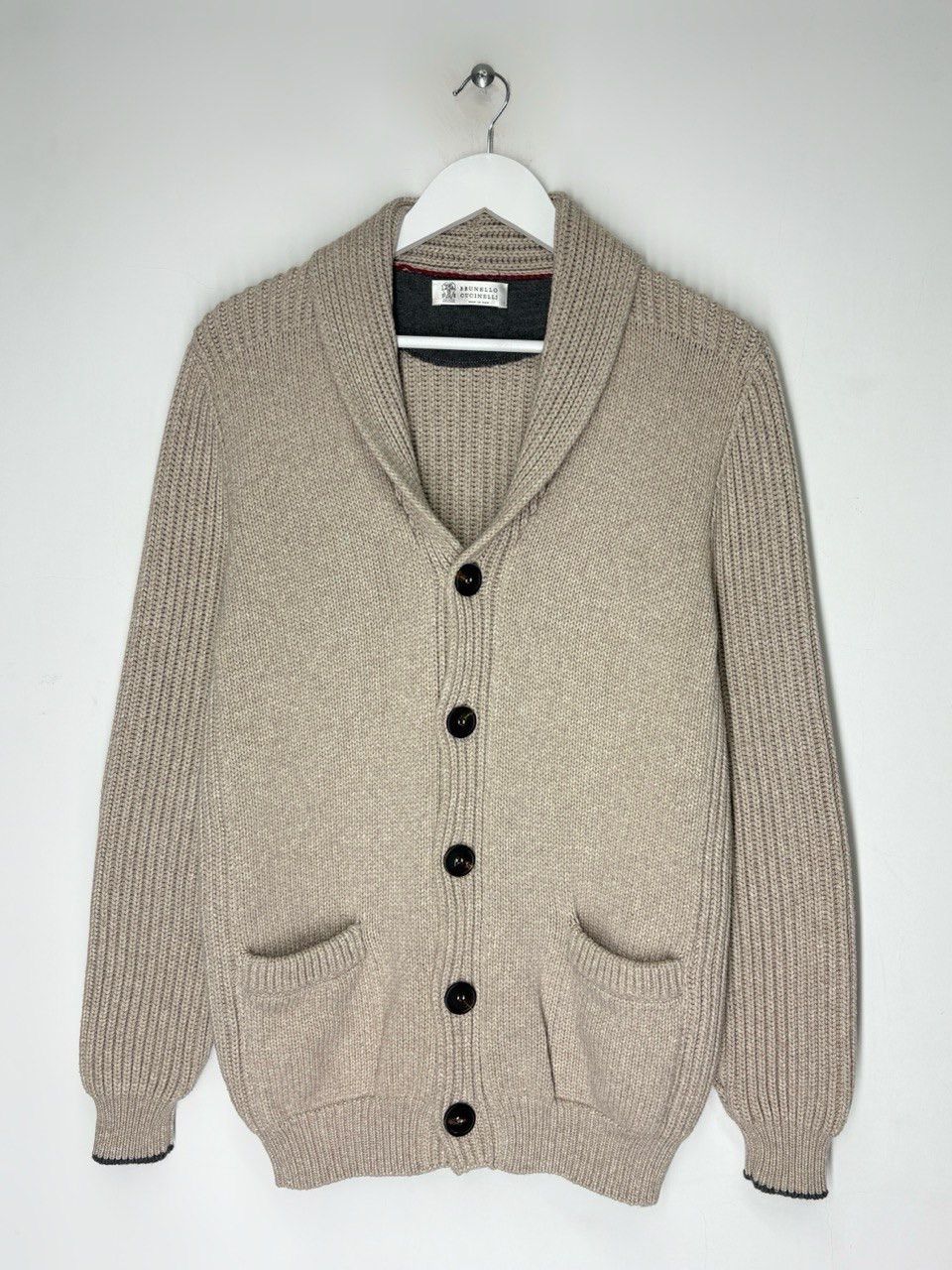 Brunello Cucinelli Brunello Cucinelli Shawl Collar Cardigan Cotton Knit Sweater Size US L / EU 52-54 / 3 - 1 Thumbnail