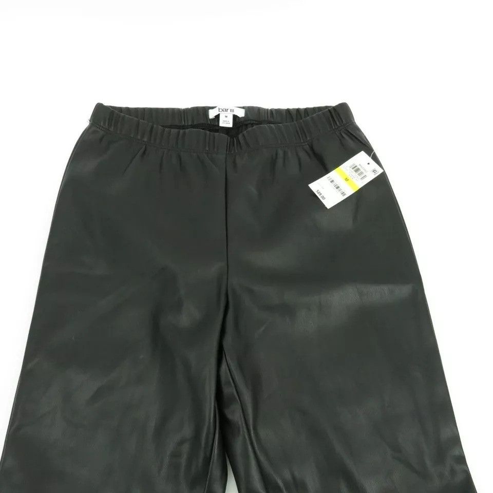 Bar III Bar III Womens Faux Leather Pants Black Medium Elastic Waist Size 26" / US 2 / IT 38 - 3 Thumbnail