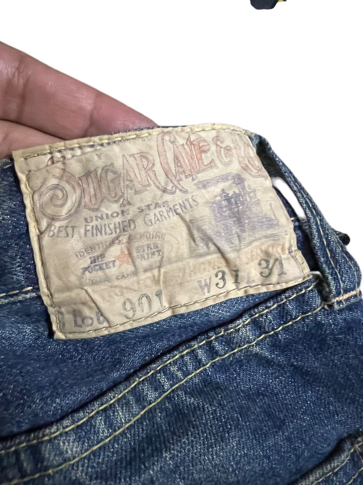Sugar Cane VINTAGE SUGAR CANES LOT 901 DISTRESS SELVEDGE JEANS Size US 31 - 16 Thumbnail