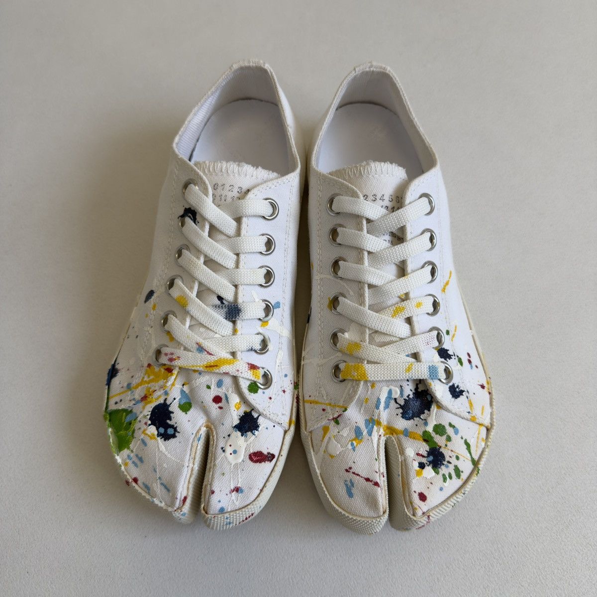 Maison Margiela S/S 19 ‘Paint Splat’ Canvas Tabi Sneakers Size US 7 / IT 37 - 9 Thumbnail