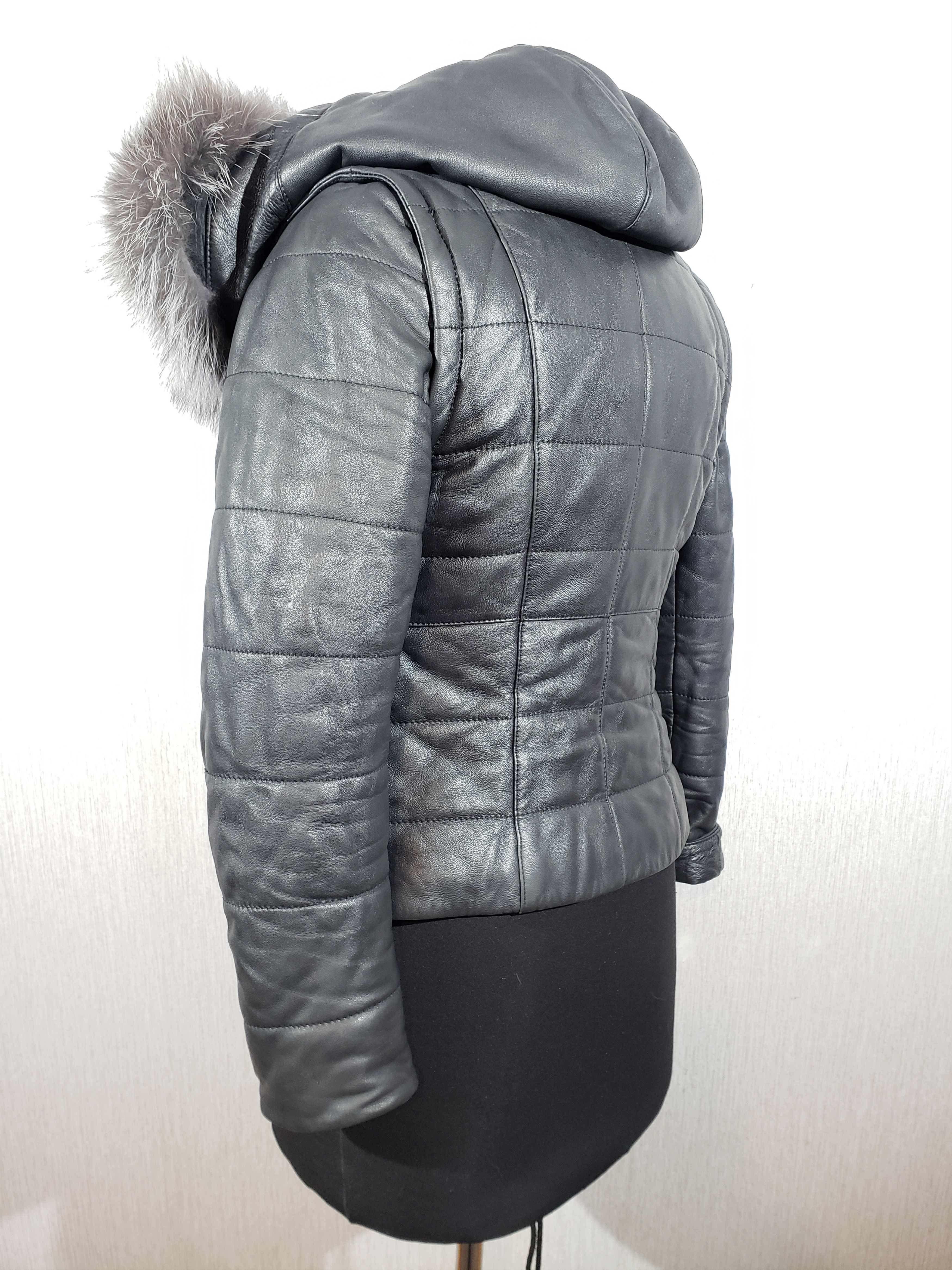 Uniqlo Black women's leather jacket with a hood. Size M / US 6-8 / IT 42-44 - 7 Thumbnail