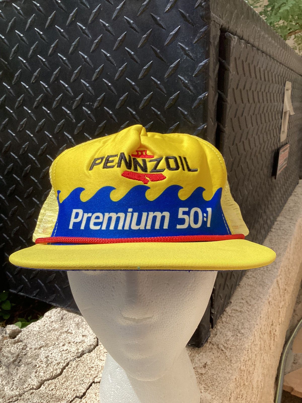 Other × Vintage Vtg 90s Pennzoil premium 50:1 NWOT snapback trucker styl hat Size ONE SIZE - 1 Thumbnail