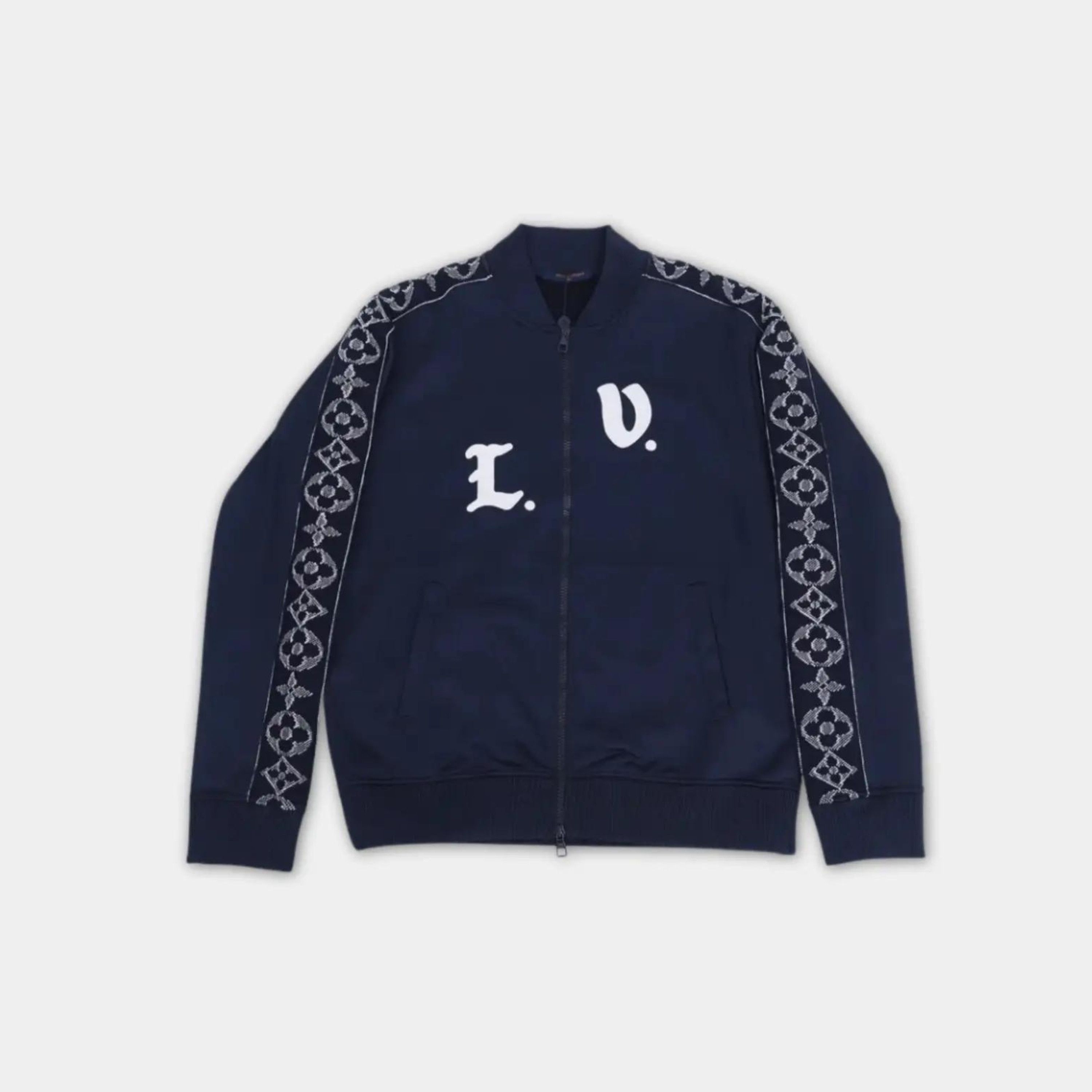 Image of Louis Vuitton Embroidered Signature Tracktop in Blue, Men's (Size XL)