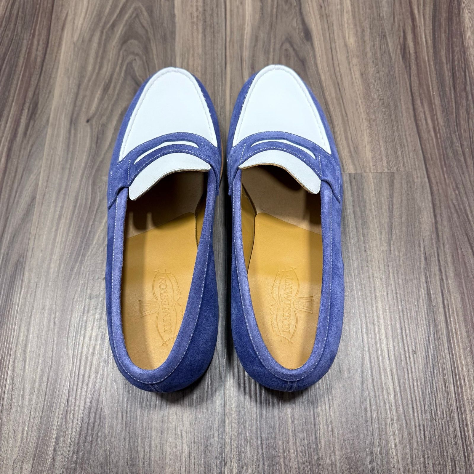 J.M. Weston JM Weston 180 Blue & White Penny Loafers Size 9.5US / 8.5UK Size US 9.5 / EU 42-43 - 3 Thumbnail