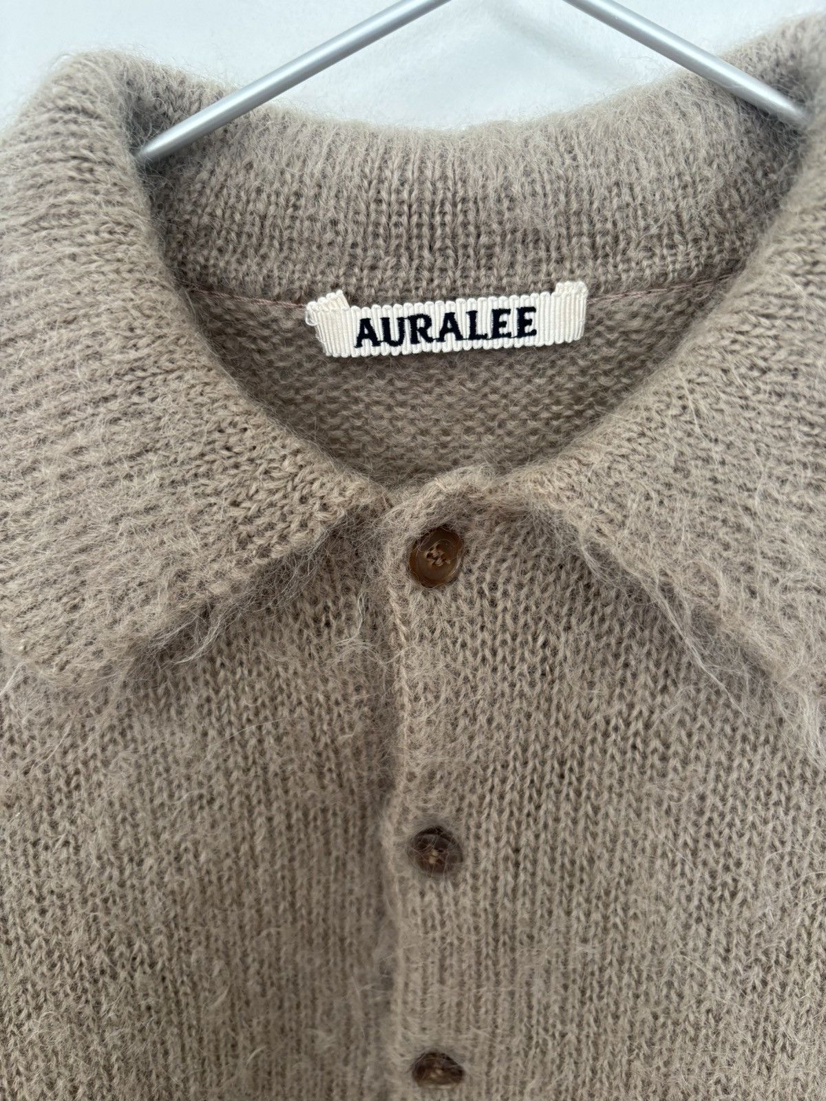Auralee Mohair Wool Polo Cropped Sweater Size XS / US 0-2 / IT 36-38 - 3 Thumbnail