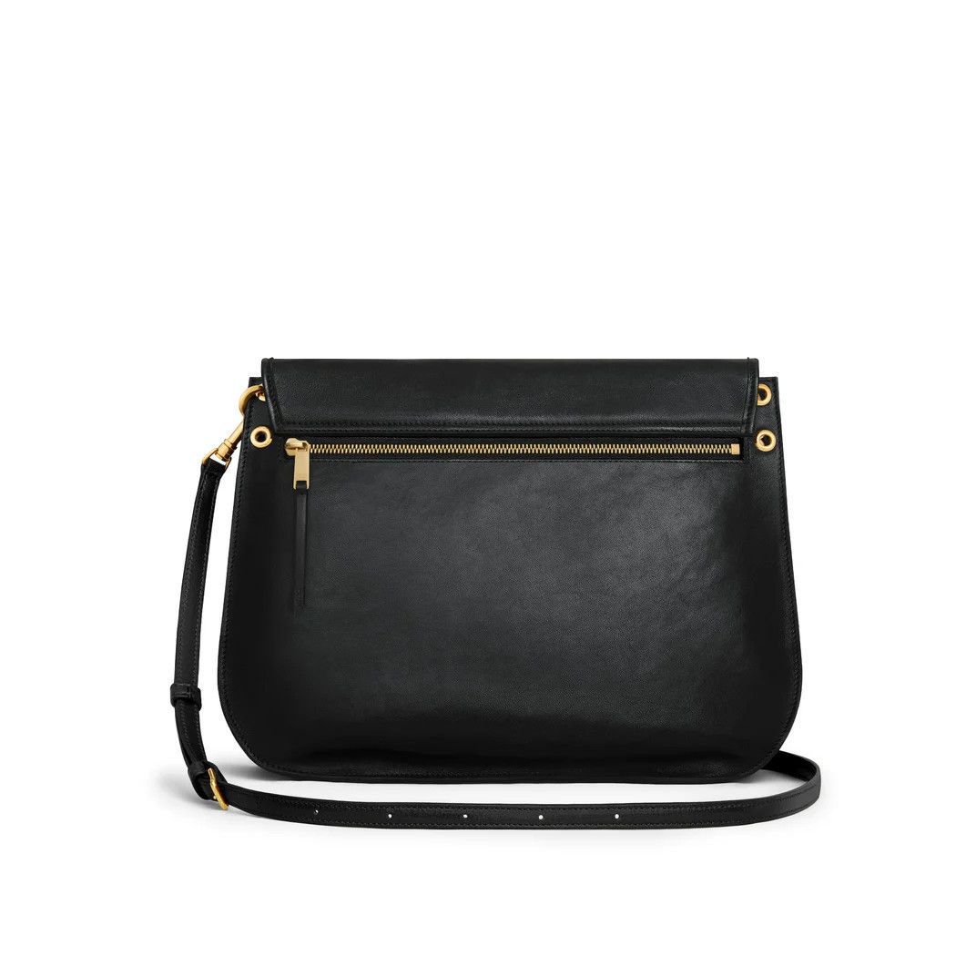 Celine CELINE Soft Triomphe $3350 Black Leather Shoulder Bag New Size ONE SIZE - 3 Thumbnail