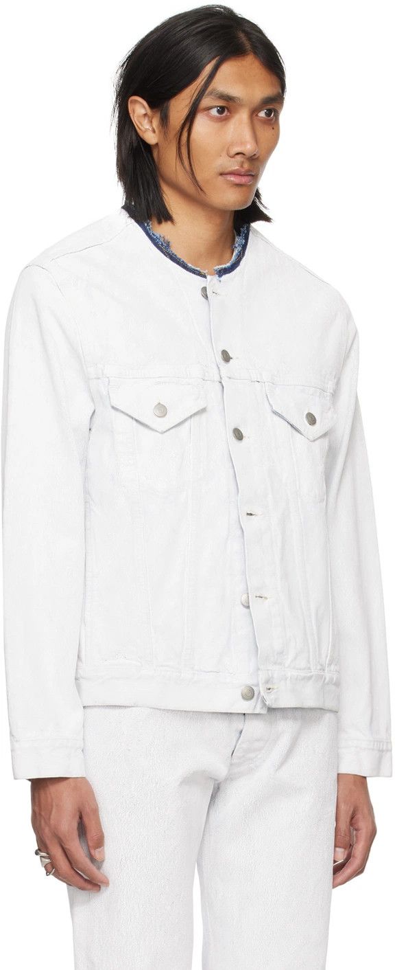 Maison Margiela o1y1124 Collarless Denim Jacket in White Size US S / EU 44-46 / 1 - 2 Thumbnail