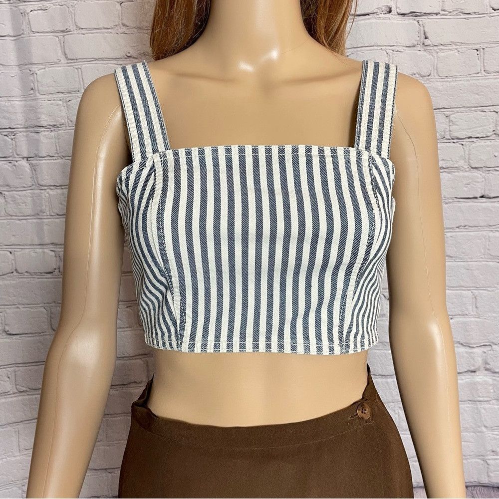 Zara NWT New Zara Striped Denim Crop Top Size XS Size XS / US 0-2 / IT 36-38 - 4 Thumbnail