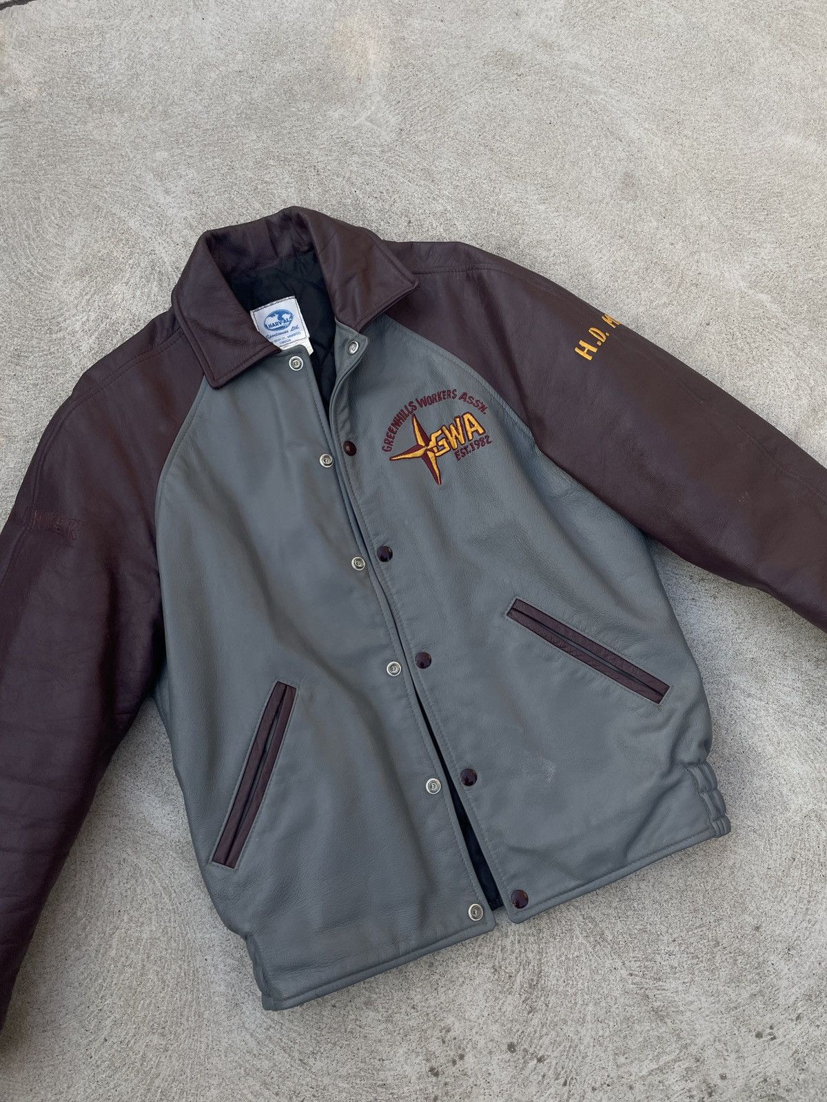 Danier Vintage 90s maroon varsity leather jacket Size US M / EU 48-50 / 2 - 2 Thumbnail
