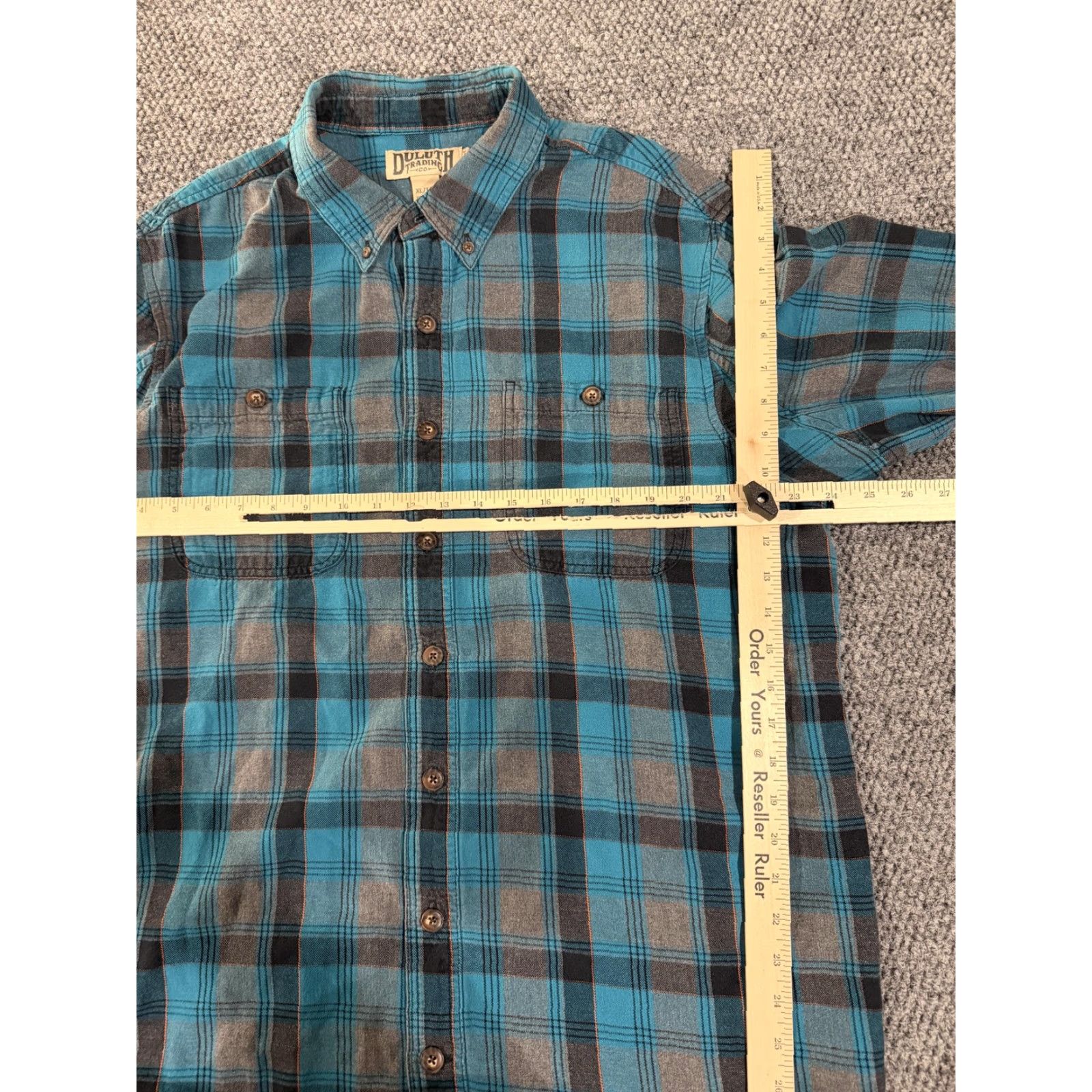 Duluth Trading Company Duluth Trading Co Shirt Mens XLT Blue Plaid Flannel Long Sleeve Button Front Shirt Size US XL / EU 56 / 4 - 3 Thumbnail