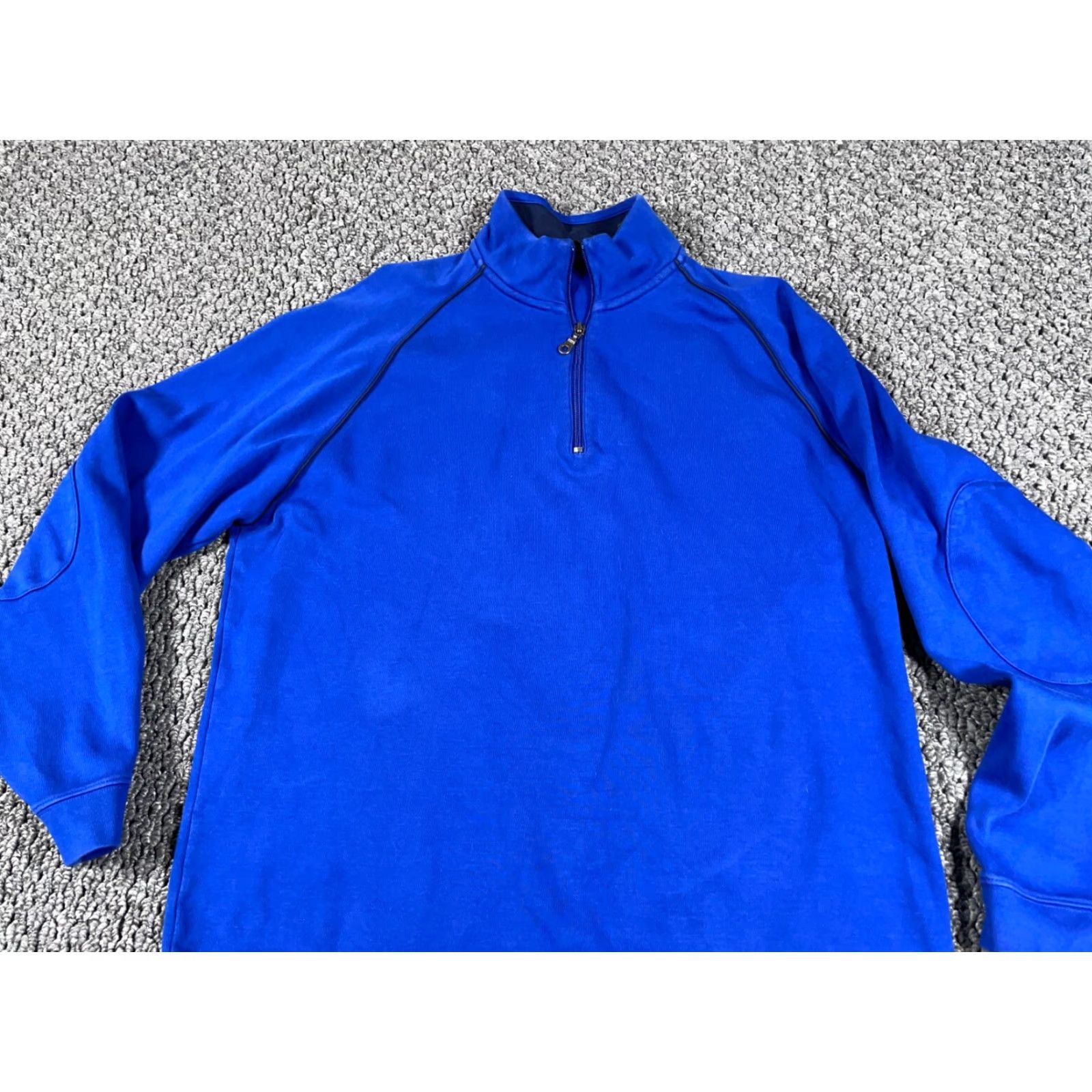 Orvis VINTAGE Orvis Signature Collection 1/4 Zip Sweater Men’s Large Blue Elbow Patches Pima Cotton Knit Pullover Size US L / EU 52-54 / 3 - 4 Thumbnail