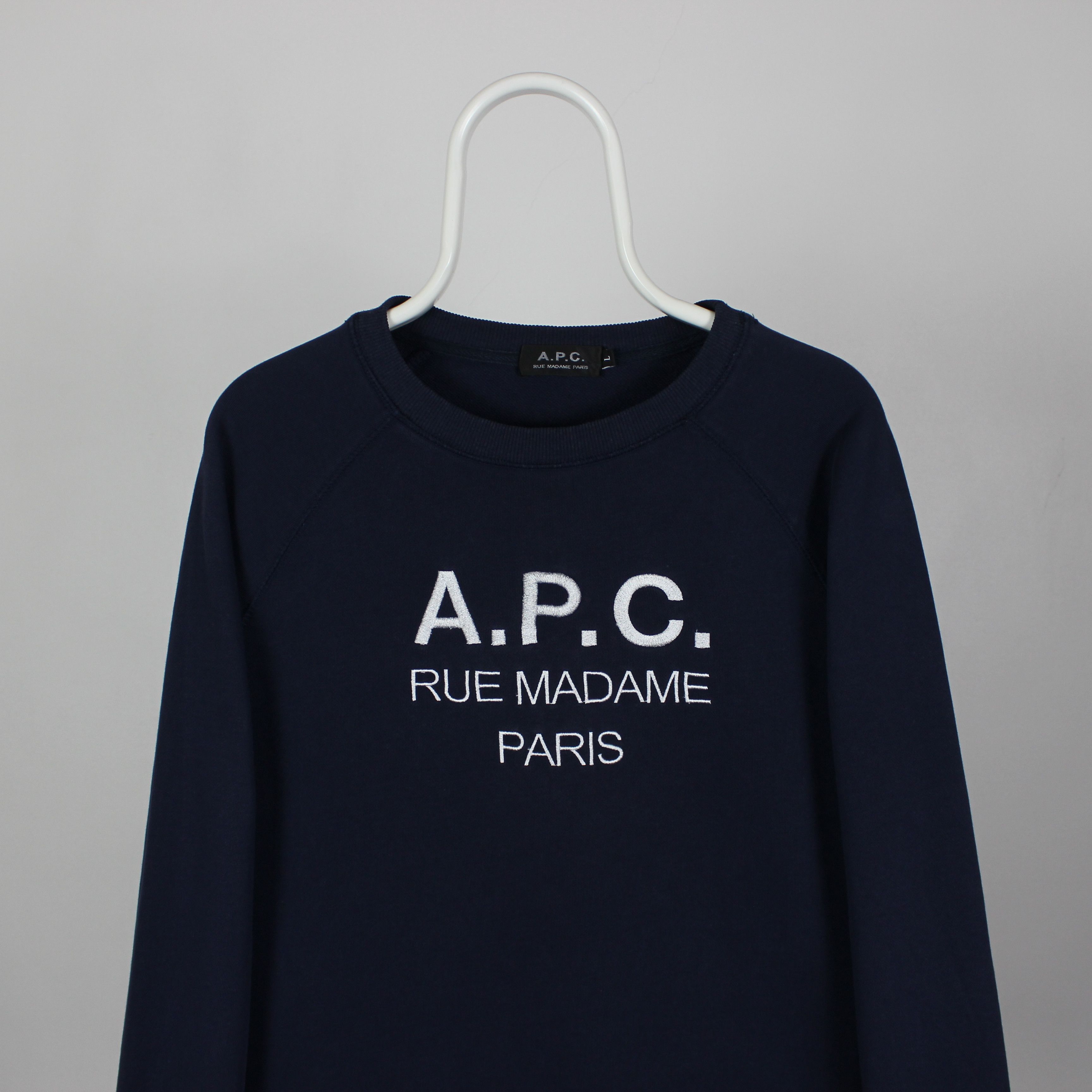 A.P.C. A.P.C Sweatshirt men cotton centr logo M L navy blue Size US L / EU 52-54 / 3 - 1 Thumbnail