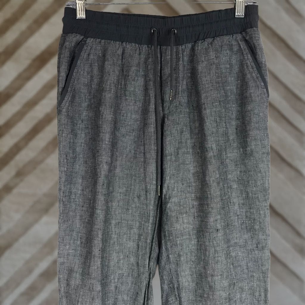 Athleta Athleta Jogger Pants Womens Sz 6 Gray Linen Blend Drawstring Waist Travel Casual Tapered Leg Pockets Size 28" / US 6 / IT 42 - 1 Thumbnail