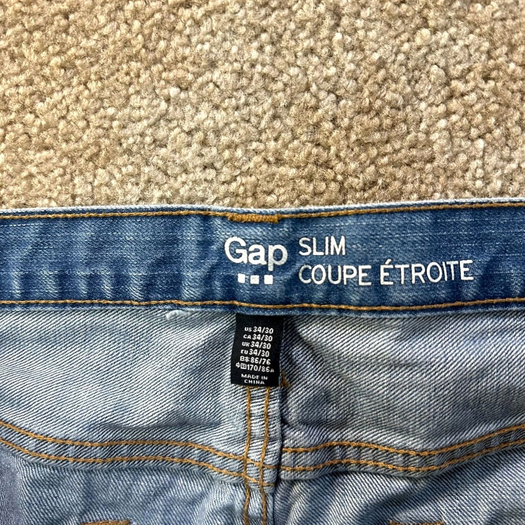 Gap Gap 1969 Jeans Men’s 34x30 Blue Denim Slim Straight 5-Pocket Design Denim Cotton Blend Button Zip Pockets Regular Size Type Jeans Mens Size US 34 / EU 50 - 3 Thumbnail