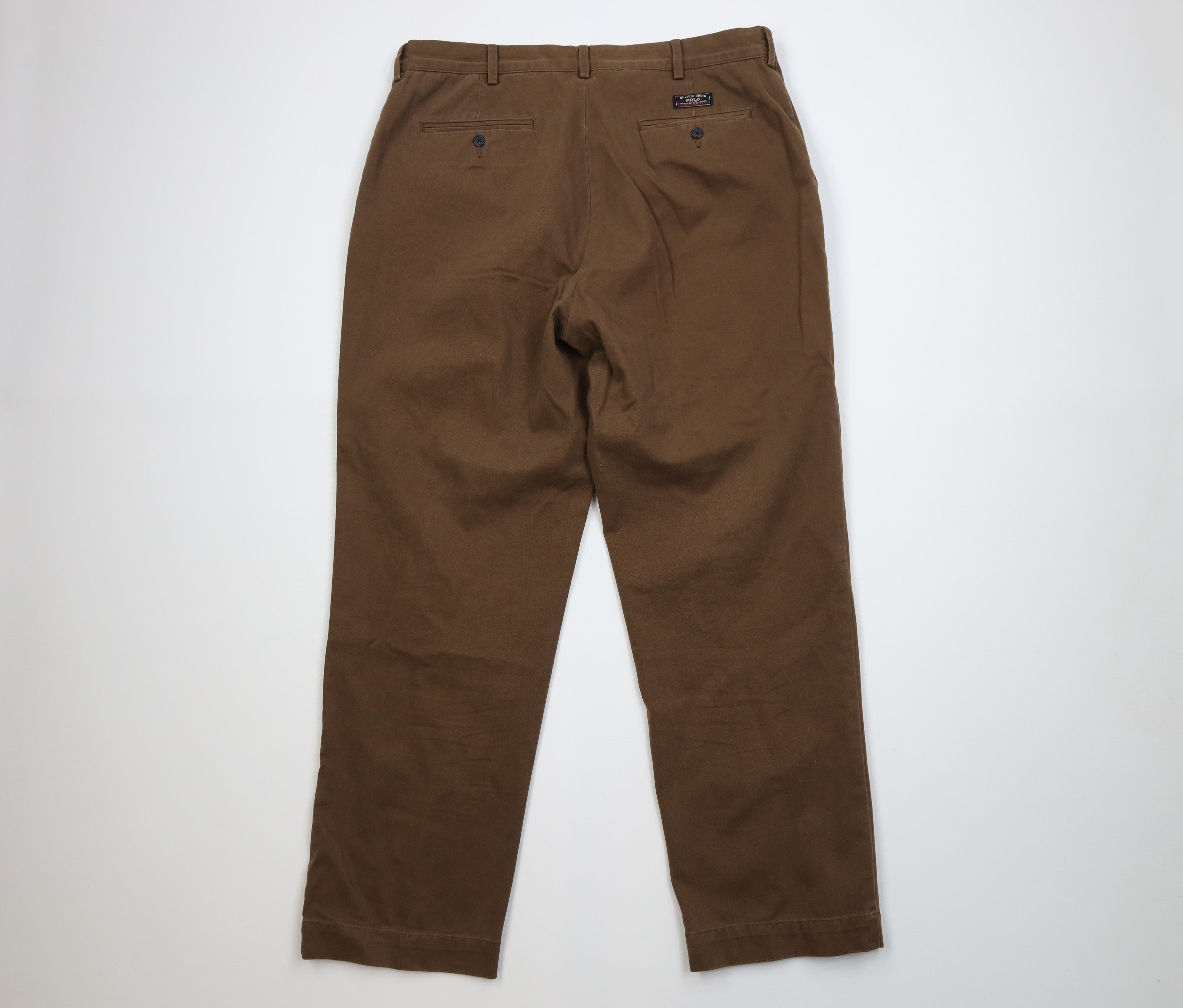 Ralph Lauren Vintage 90s Ralph Lauren Wide Leg Chino Pants Brown Cotton Size US 36 / EU 52 - 10 Thumbnail