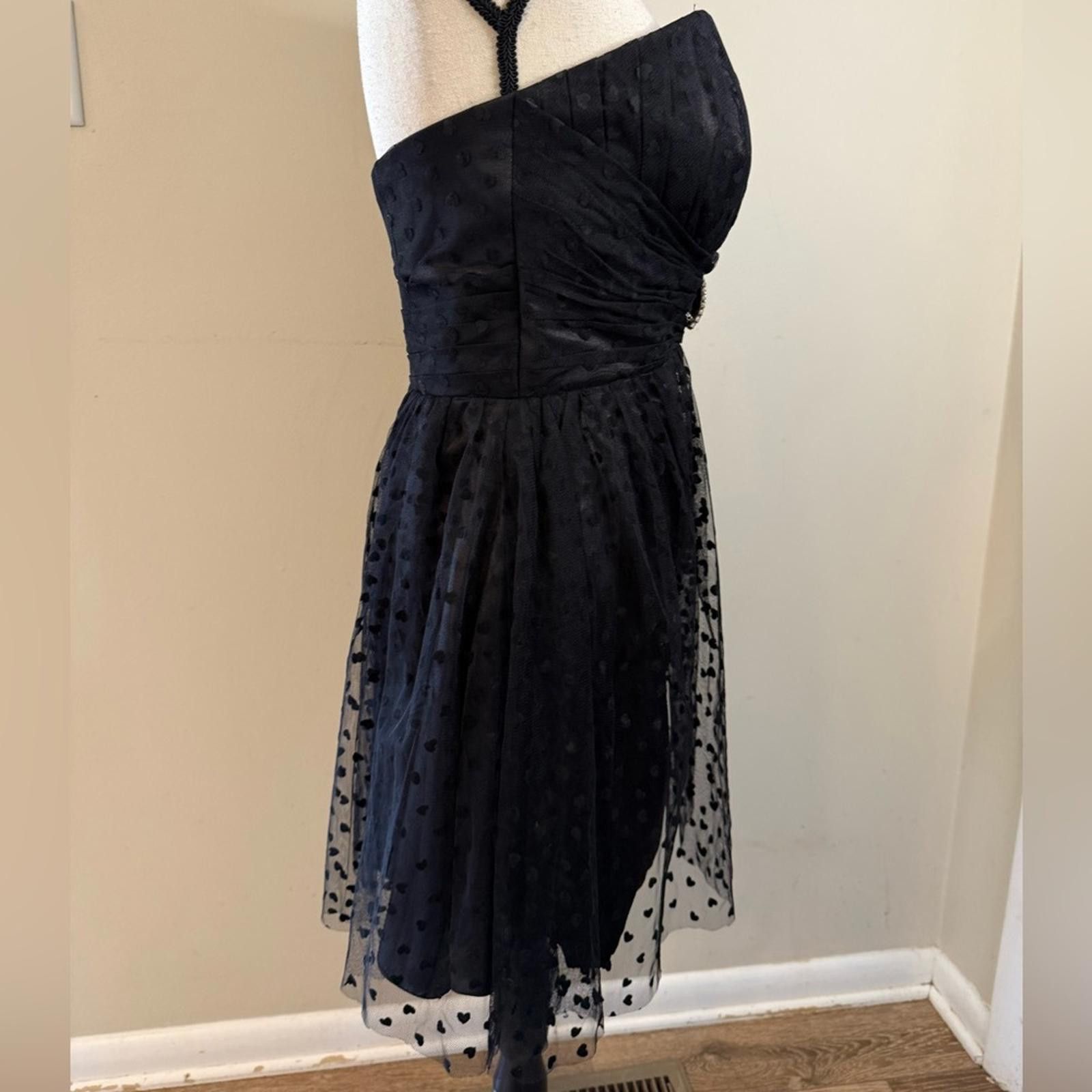 Other Strapless black heart polka dot fit & flare mini dress SZ M Size M / US 6-8 / IT 42-44 - 2 Thumbnail