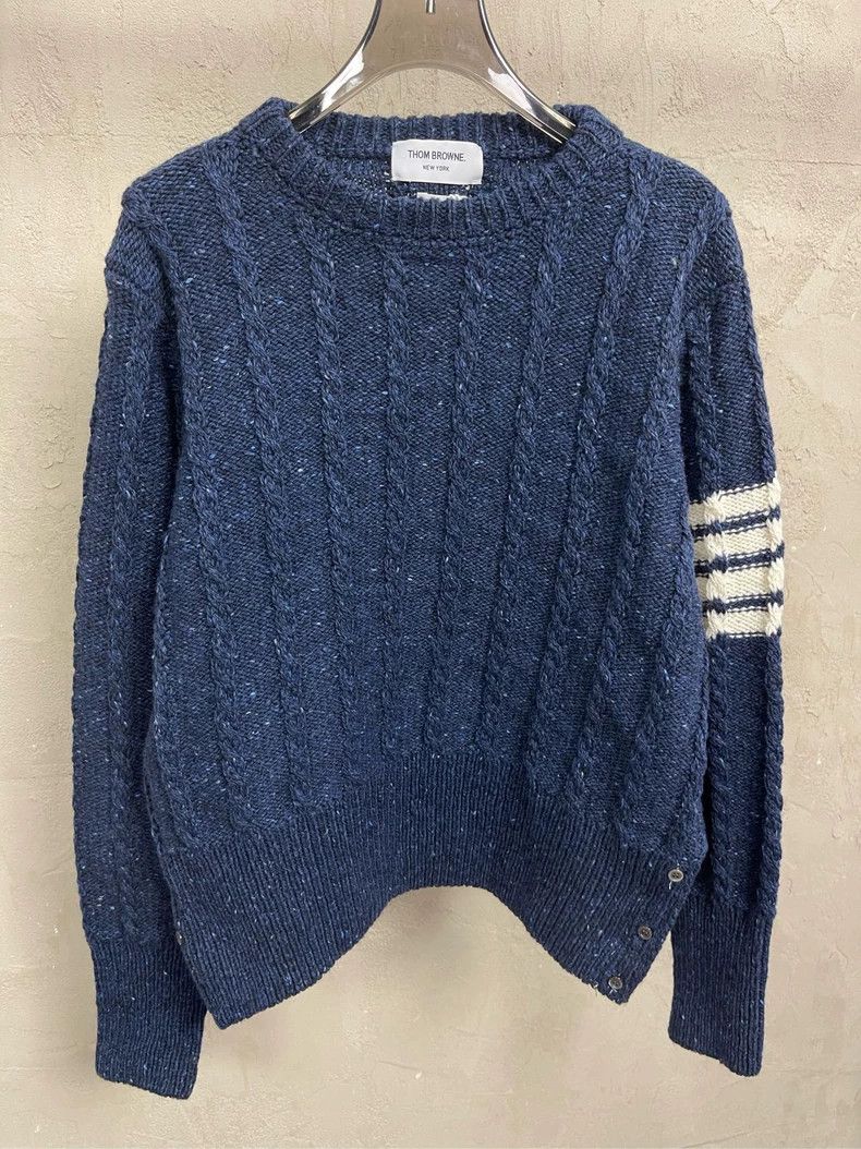 Thom Browne Thom Browne size4 Blue grey wool horsehair round collar swe Size US XL / EU 56 / 4 - 3 Thumbnail