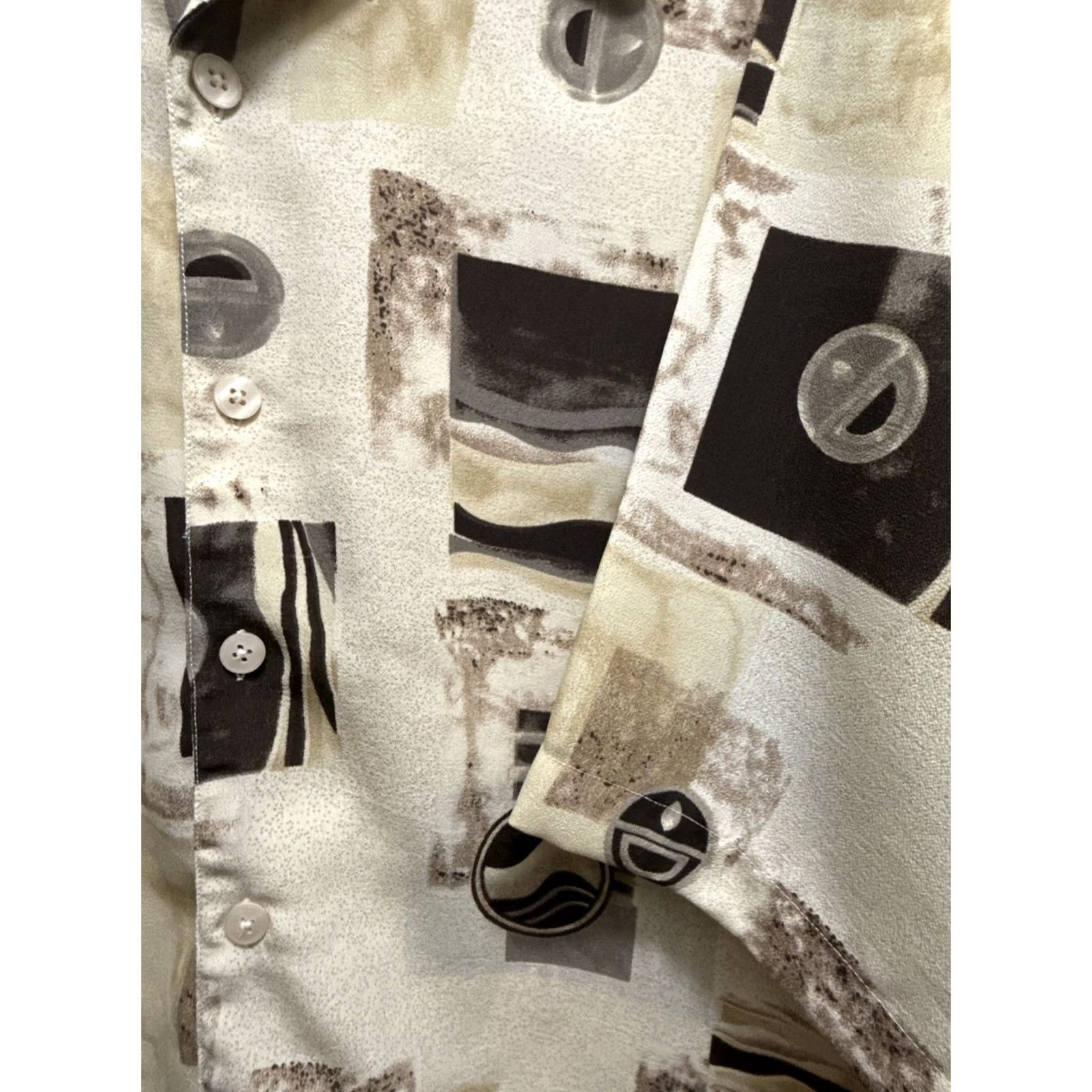 Vintage VINTAGE Mench Platinum Button Up Casual Shirt Large Tan Brown Abstract Italy 90s Mens Size US L / EU 52-54 / 3 - 3 Thumbnail