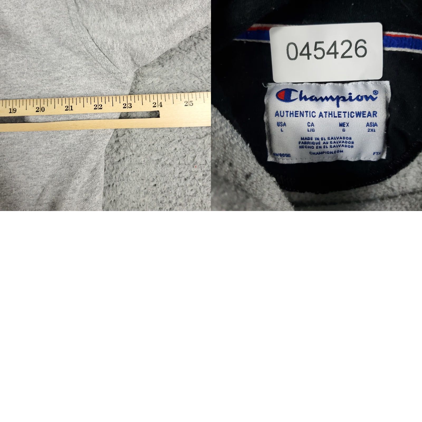 Champion VINTAGE Champion Hoodie Pullover Mens Large Gray Cotton Blend Logo Zipper Sports Autumn Winter Size US L / EU 52-54 / 3 - 8 Thumbnail