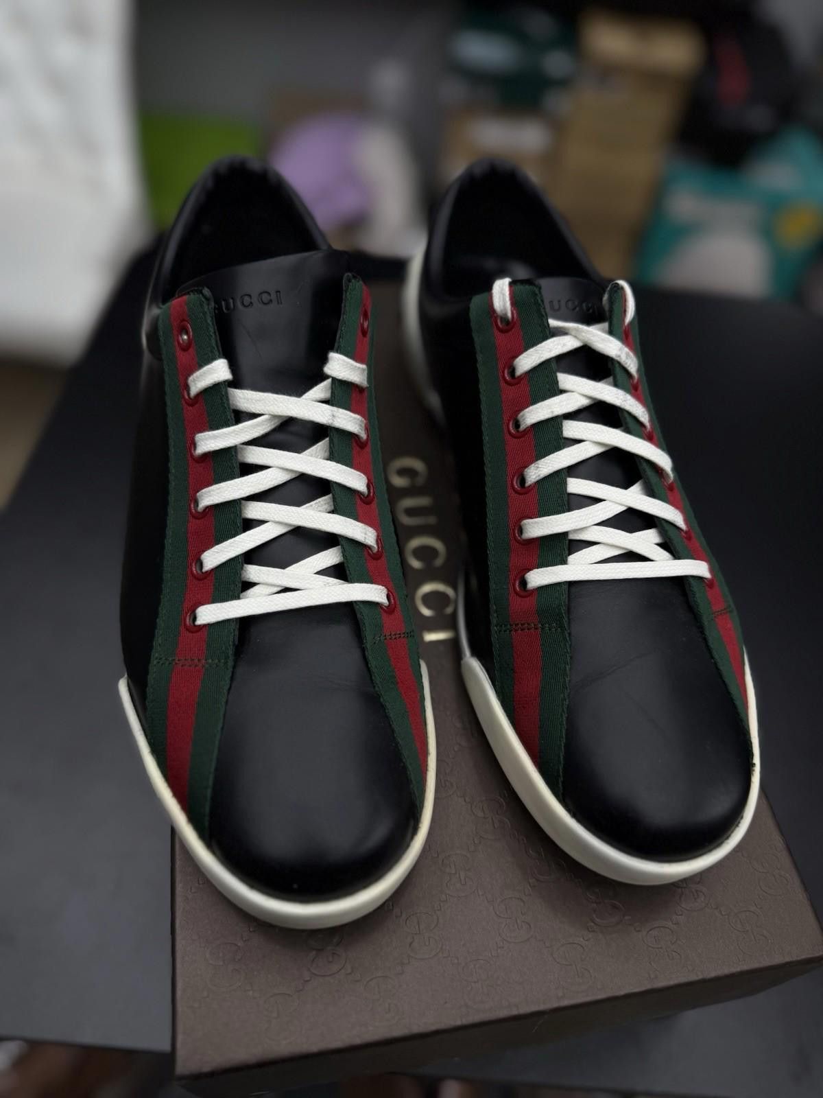 Gucci GUCCi Boulevard Black Leather Web Sneakers Gucci 9.5G/10US Size US 10 / EU 43 - 7 Thumbnail