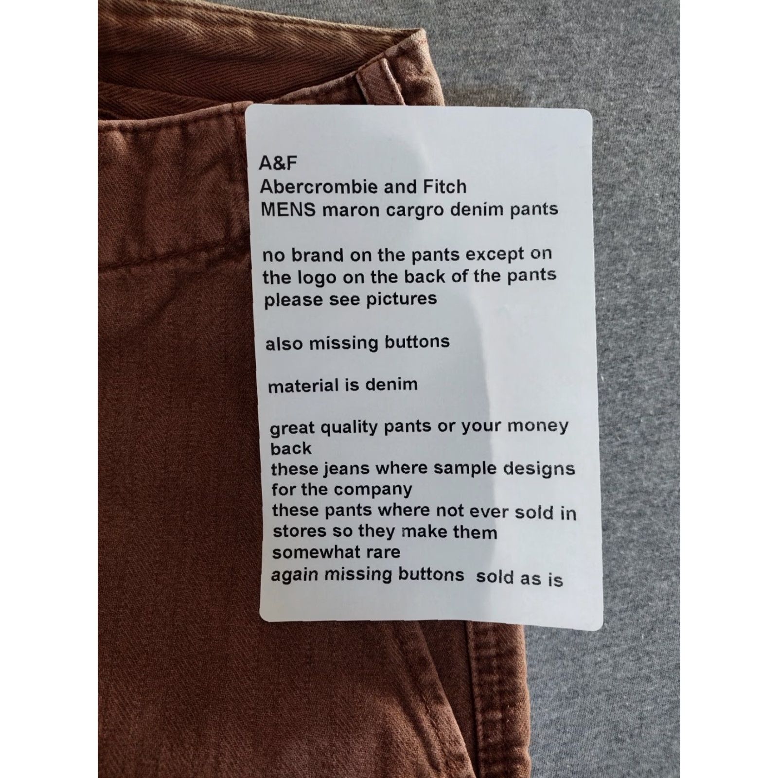 Abercrombie & Fitch Abercrombie & Fitch Worker Pants Cargo Men Rose 34X42 Cargo Pants Rose Abercrombie & Fitch Men Size US 34 / EU 50 - 3 Thumbnail