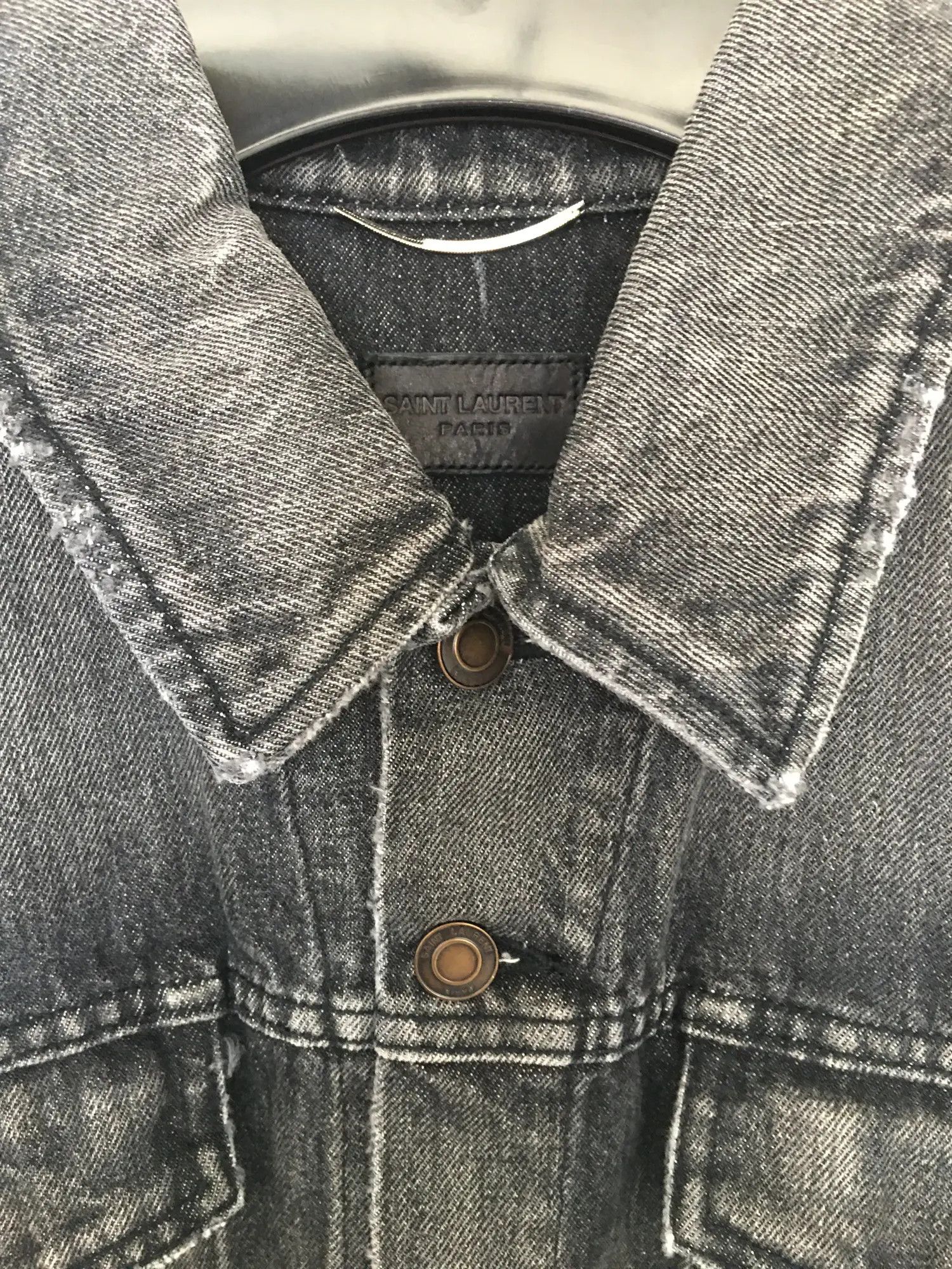 Saint Laurent Paris FW'18 Denim Jacket Ripped Sleeves Size US M / EU 48-50 / 2 - 3 Thumbnail