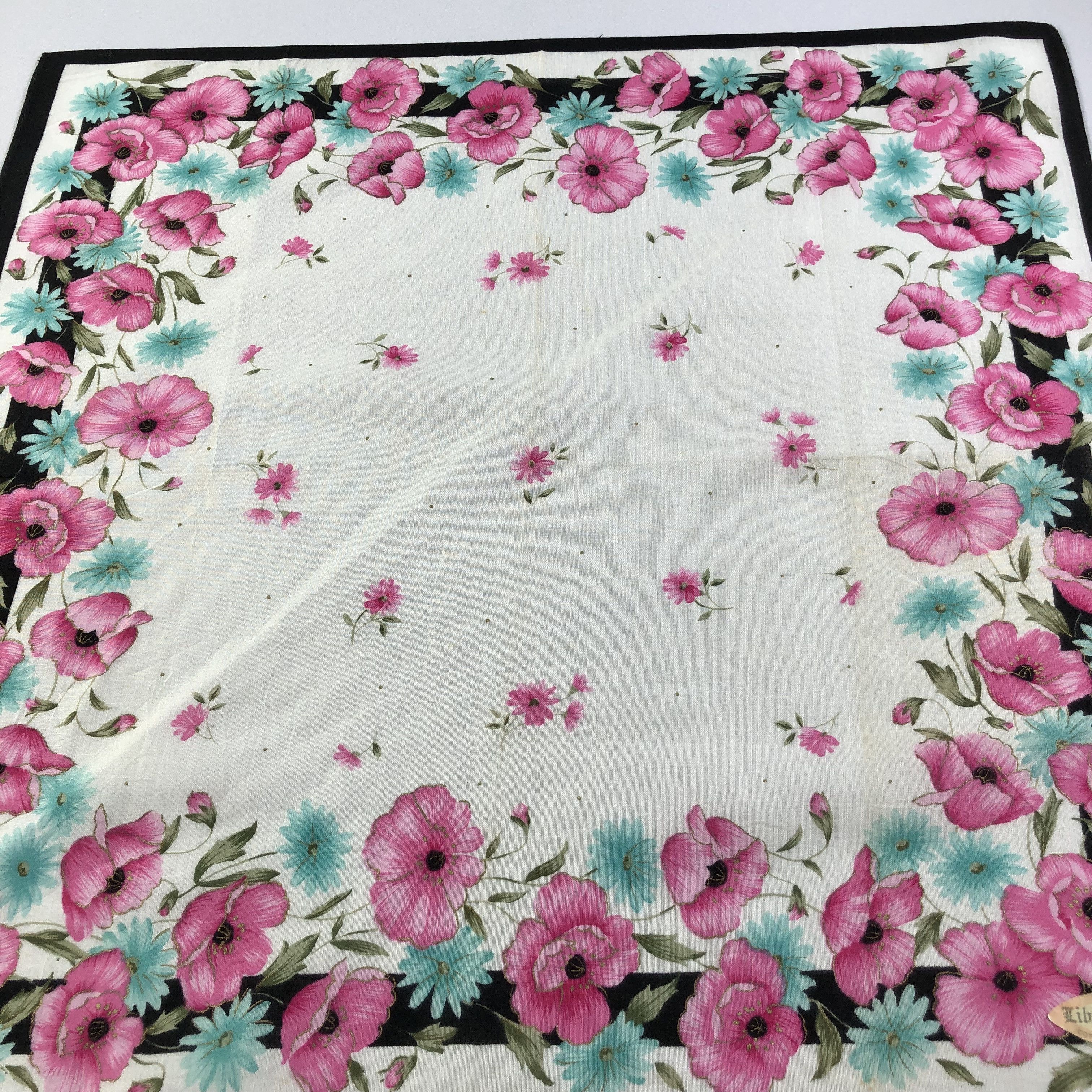 Vintage liBErty Flowers Handkerchief Neckerchief Bandana H1830 Size ONE SIZE - 8 Thumbnail