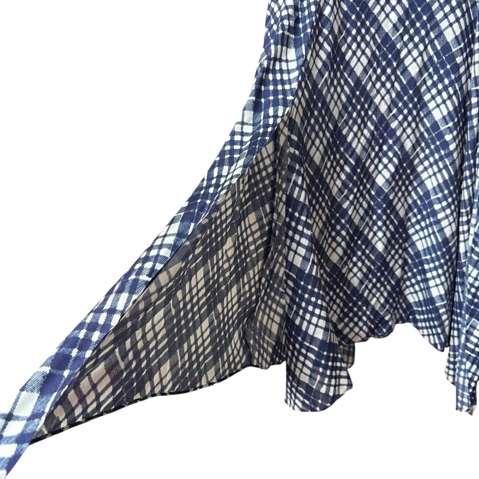 RIXO Rixo London Maggie Navy Sponge Check Skirt S Asymmetrical Size 27" / US 4 / IT 40 - 6 Thumbnail