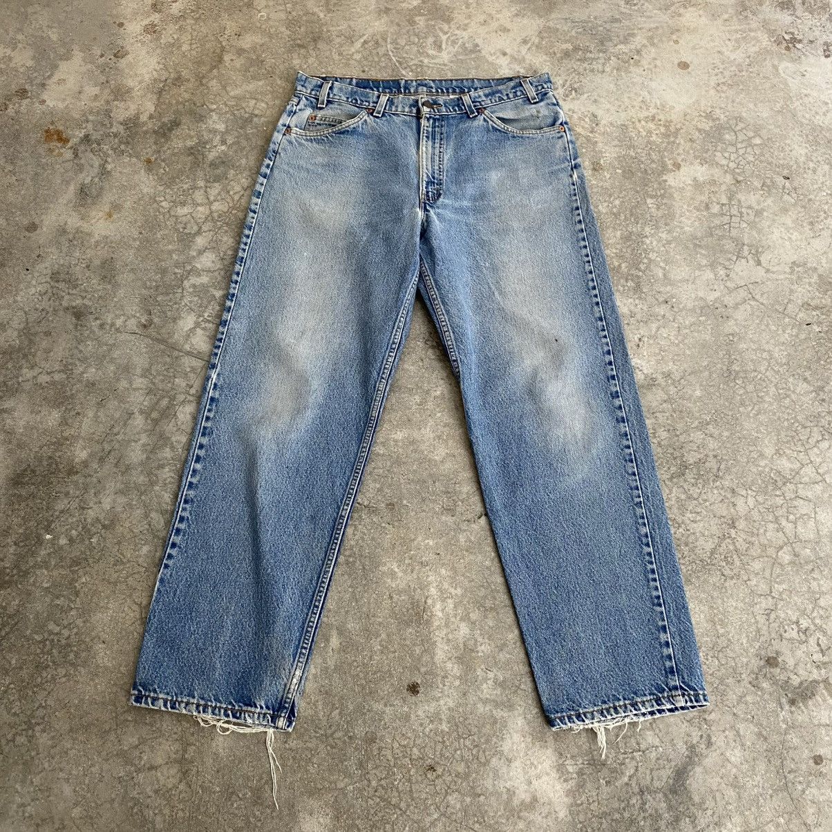 Levi's VTG 1996 Levis 550 Orange Tab Relaxed Fit Faded Blue Jeans Size US 35 - 3 Thumbnail
