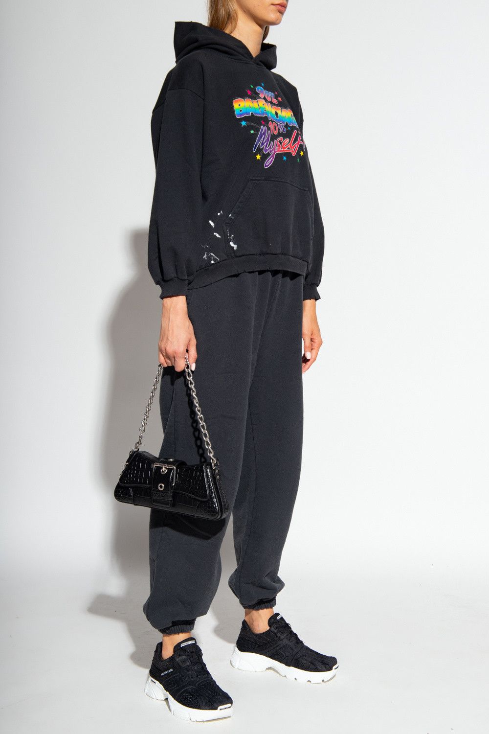 Balenciaga o1la1rc1a1024 Stretch Knee Pants in Black/White Size 27" / US 4 / IT 40 - 2 Thumbnail