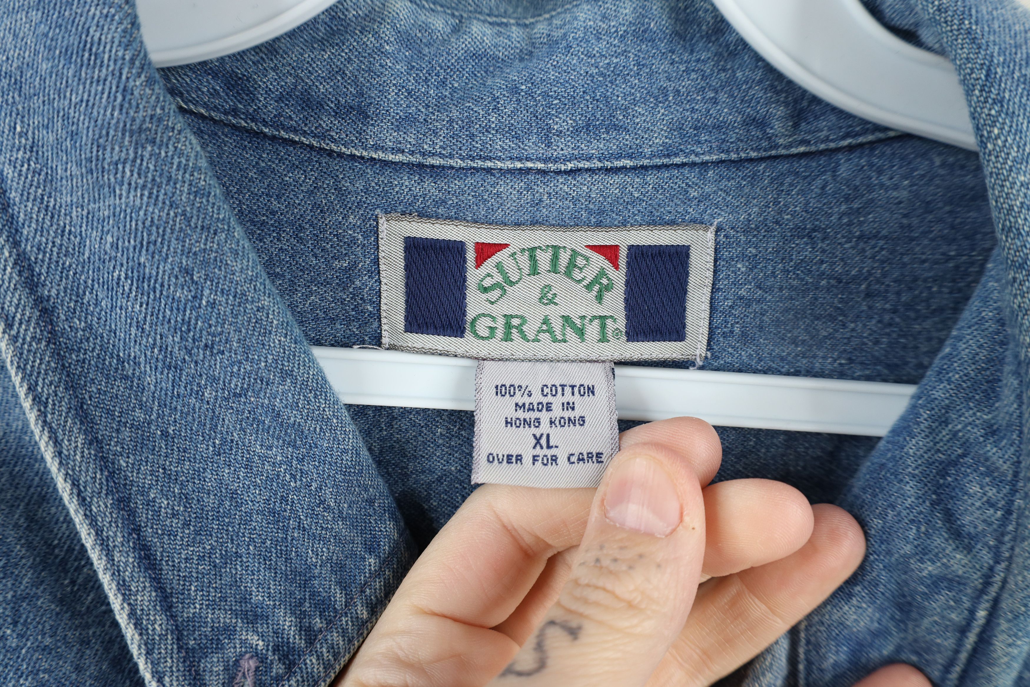 Vintage Vintage 90s Streetwear Heavy Denim Jean Button Down Shirt Size US XL / EU 56 / 4 - 9 Thumbnail