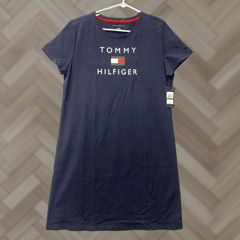 Tommy Hilfiger VINTAGE Tommy Hilfiger Women Short Sleeve T Shirt Dress Size L Navy 90s Dress Midi NWT Size L / US 10 / IT 46 - 1 Thumbnail