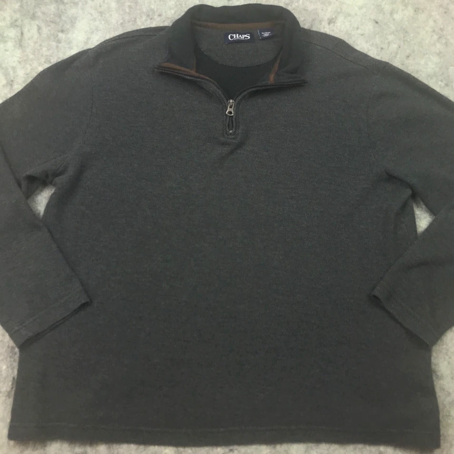 Chaps Chaps Sweatshirt 1/4 Zip Mock Neck Long Sleeve Adult Large Gray Cotton Knit Mens Size US L / EU 52-54 / 3 - 2 Thumbnail