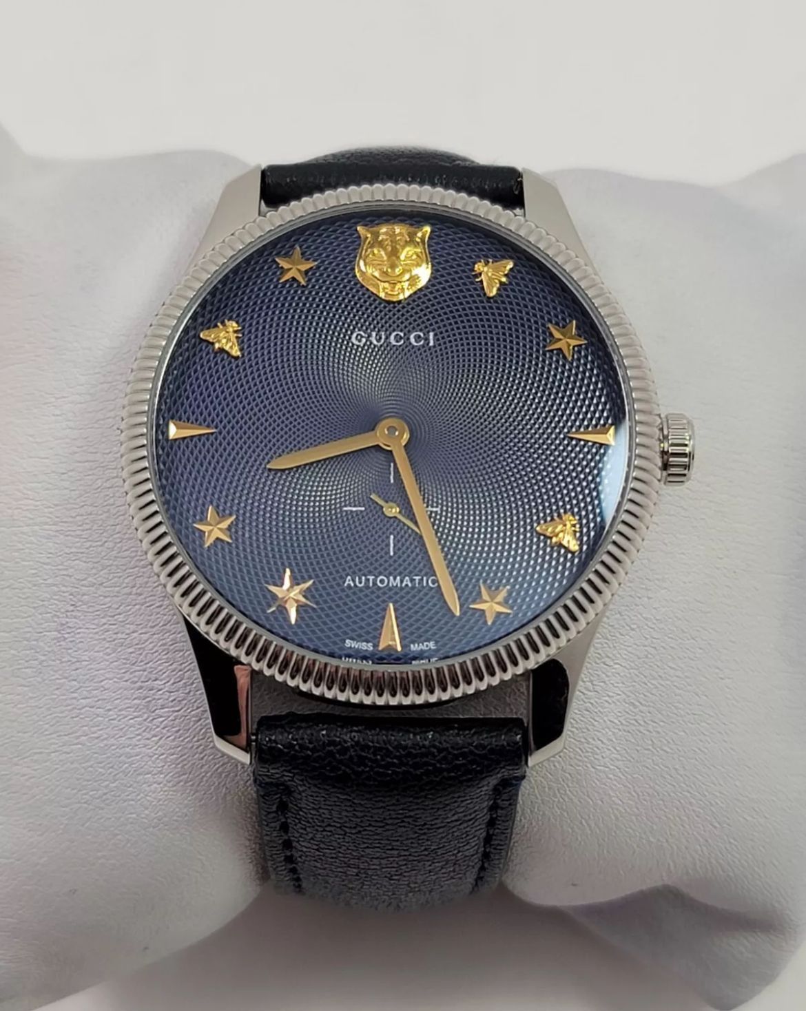 Gucci G-Timeless 40Mm Automatic Watch Ya126347  Blue Dial in Black, Men's