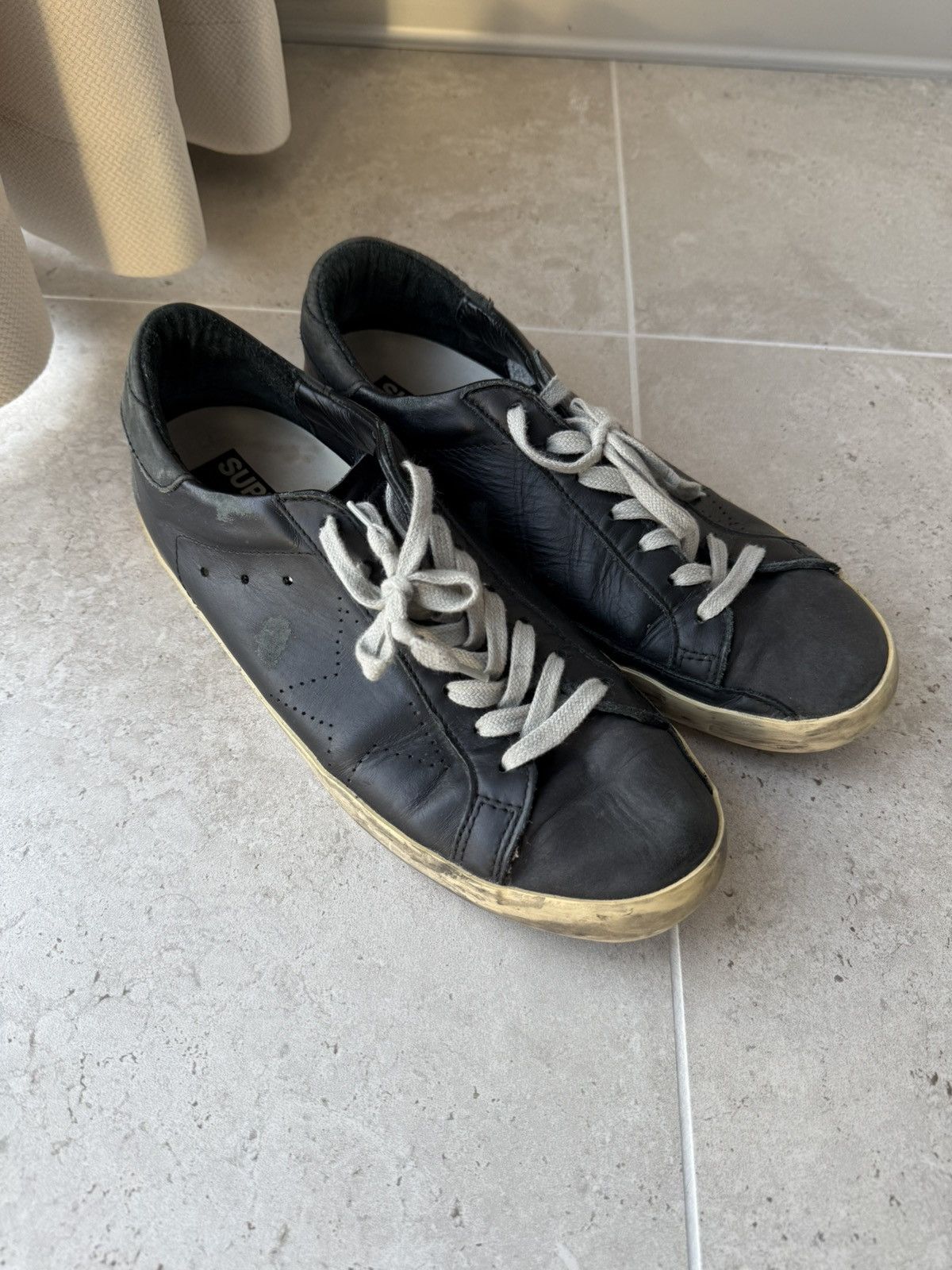 Golden Goose Golden Goose Superstar All Black Leather Sneakers Size US 9 / EU 42 - 1 Thumbnail