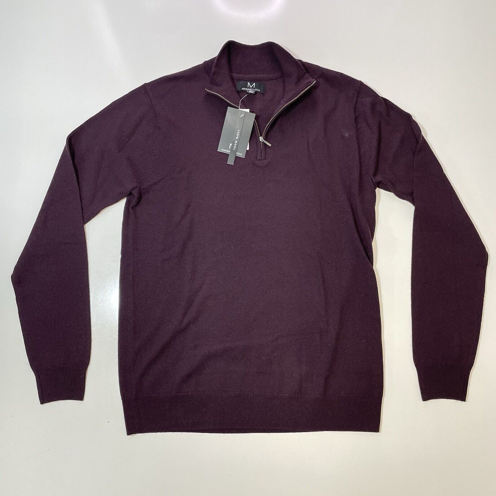 Magaschoni Magaschoni Men’s Merino Wool Crewneck Pullover Zip Sweater Size US M / EU 48-50 / 2 - 1 Thumbnail