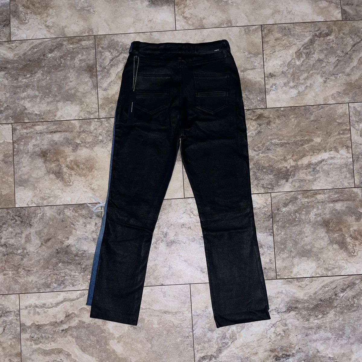 Amiri AMIRI Women’s Leather Crop Flare Jeans Indigo Distressed 27 Size 28" / US 6 / IT 42 - 2 Thumbnail