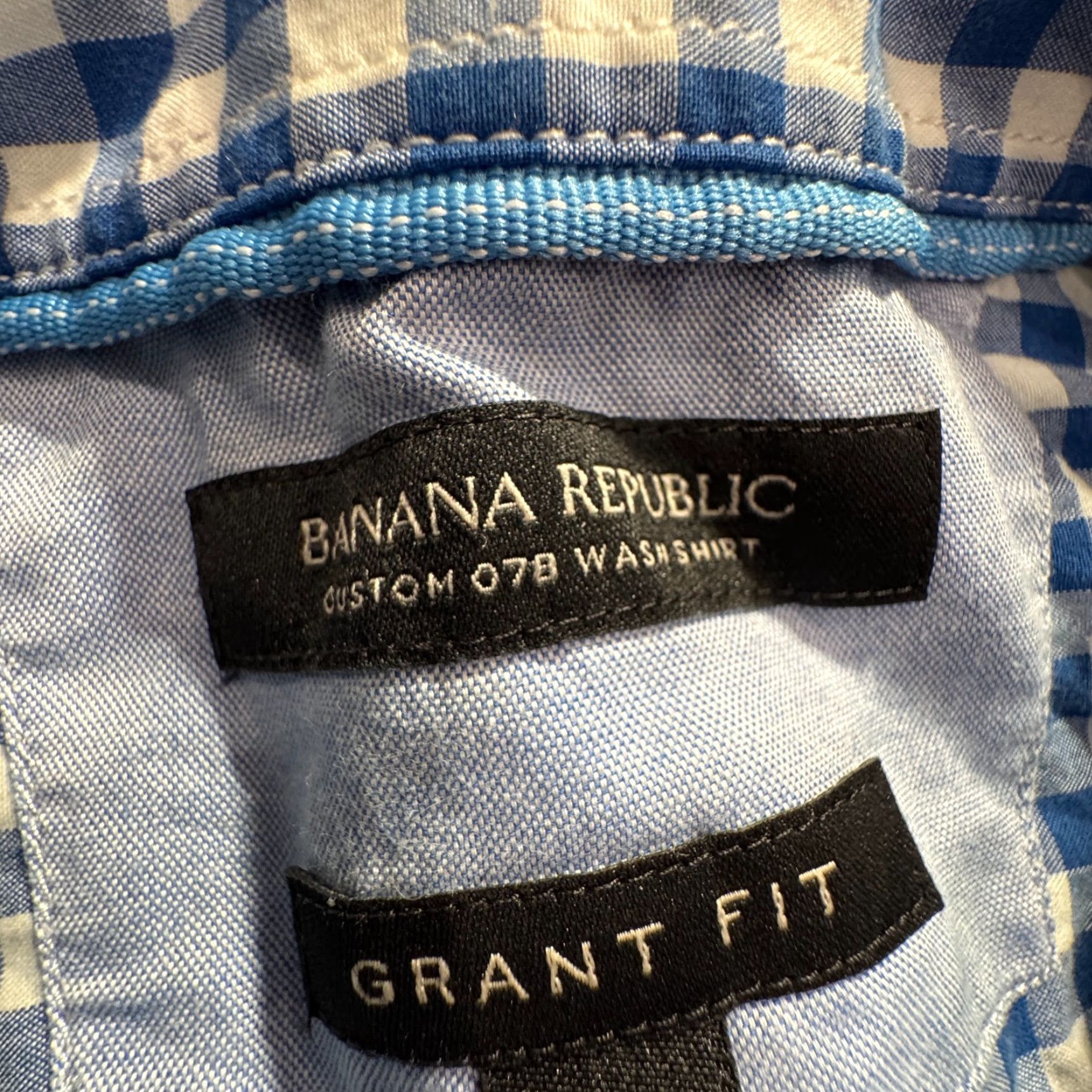 Banana Republic Banana Republic Shirt Mens XL Blue Gingham Check Grant Fit Cotton Button Up Size US XL / EU 56 / 4 - 4 Thumbnail