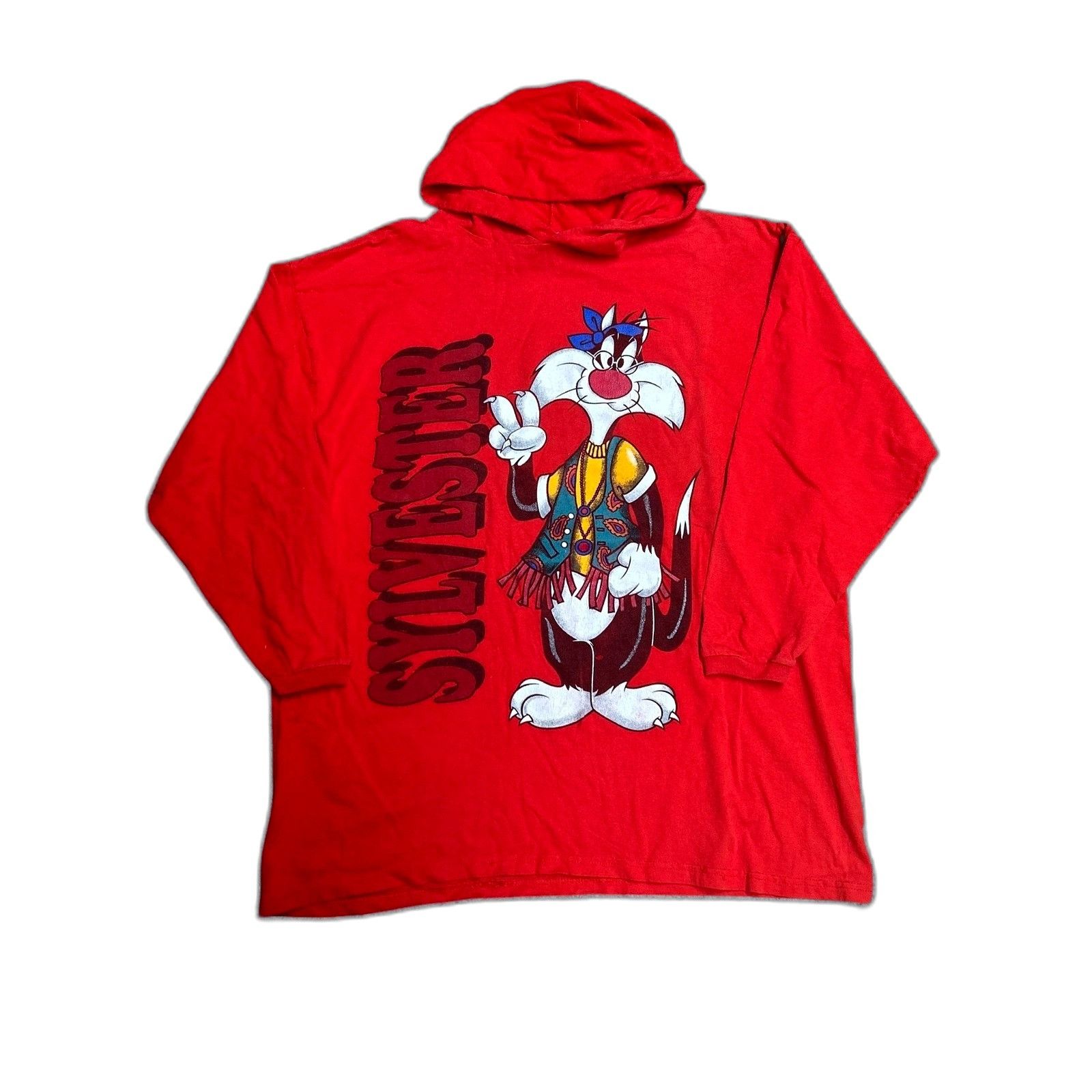 Vintage XL Looney Tunes Sylvester Jerry Leigh Hoodie XL Red Size US XL / EU 56 / 4 - 1 Thumbnail