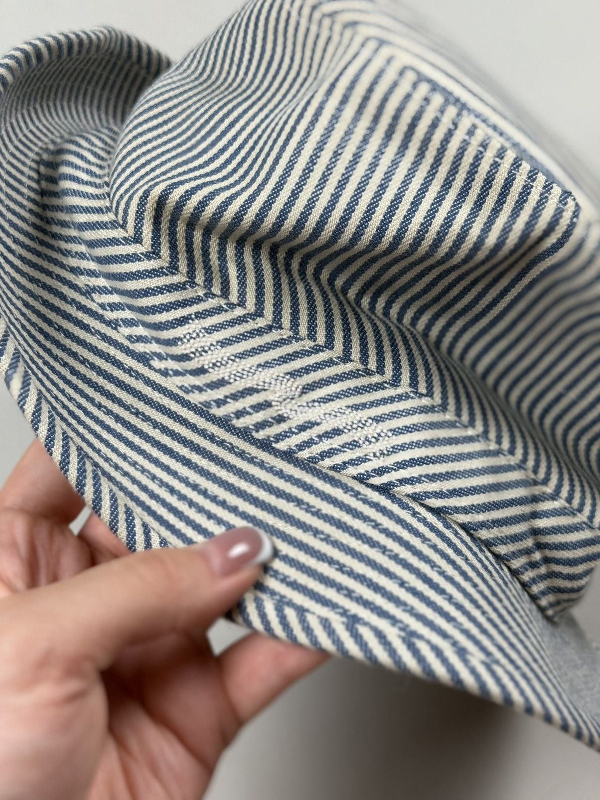 Nudie Jeans Nudie Jeans Co Men’s Striped Denim Fedora Hat Cap Size M Size ONE SIZE - 11 Thumbnail