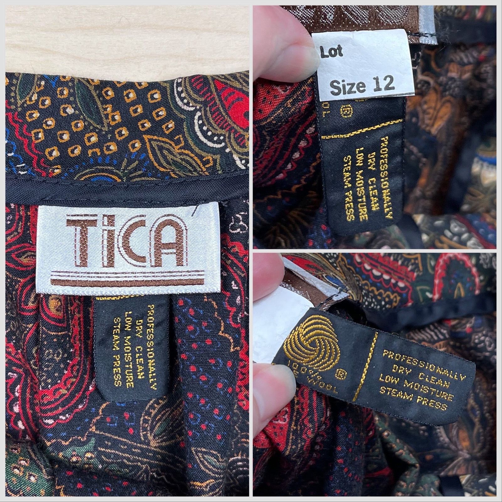 Vintage Vintage 1970s Paisley Print High Waisted A-Line Wool Skirt Size 28" / US 6 / IT 42 - 4 Thumbnail