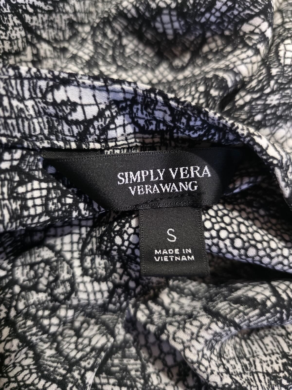 Other Simply Vera Vera Wang Black White Patterned Long Sleeve Top Size S / US 4 / IT 40 - 4 Thumbnail